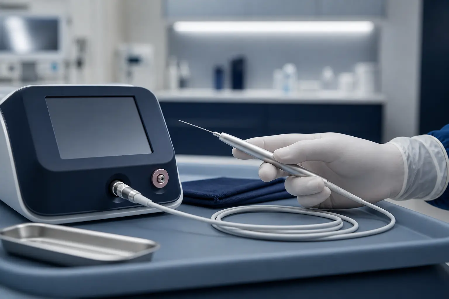 Minimally invasive laser fiber prepared for pilonidal laser surgery