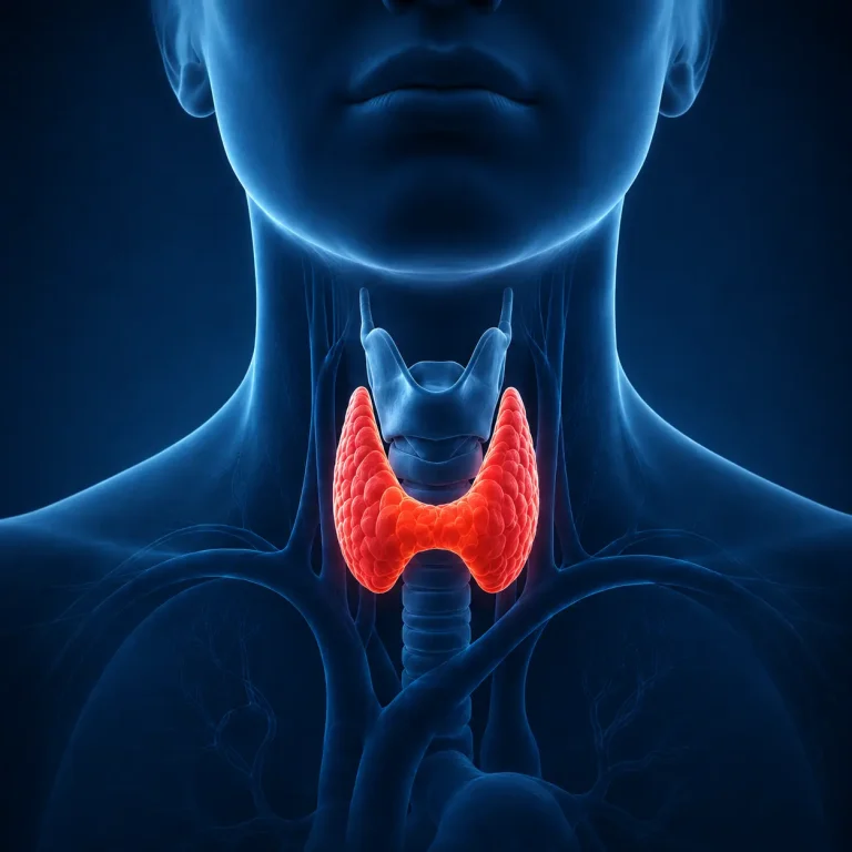 Medical illustration of the thyroid gland anatomy